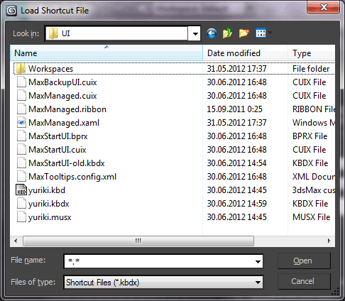 Как в окне Открыть отобразить все типы файлов