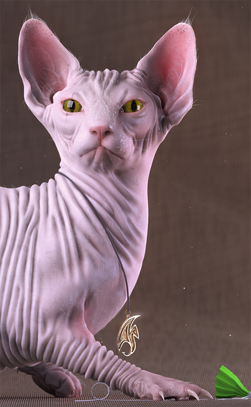 Розовый 3D кот