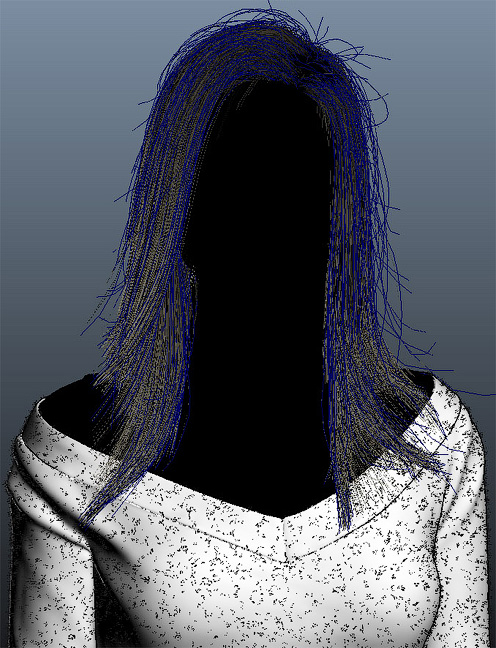 3D Волосы на голове у женщины и на кофте
