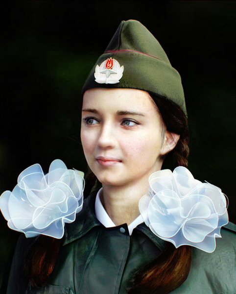 3D девушка солдат в пилотке