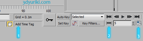Кнопки управление анимацией и анимационными ключами в 3ds Max